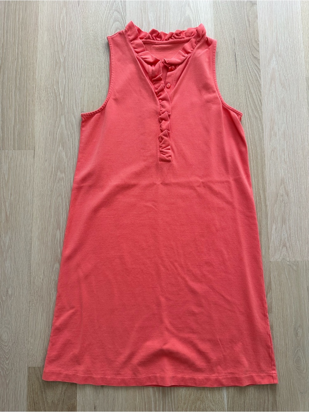 J. Crew - Coral Ruffle Henley Sleeveless Tank Dress - Size Large
